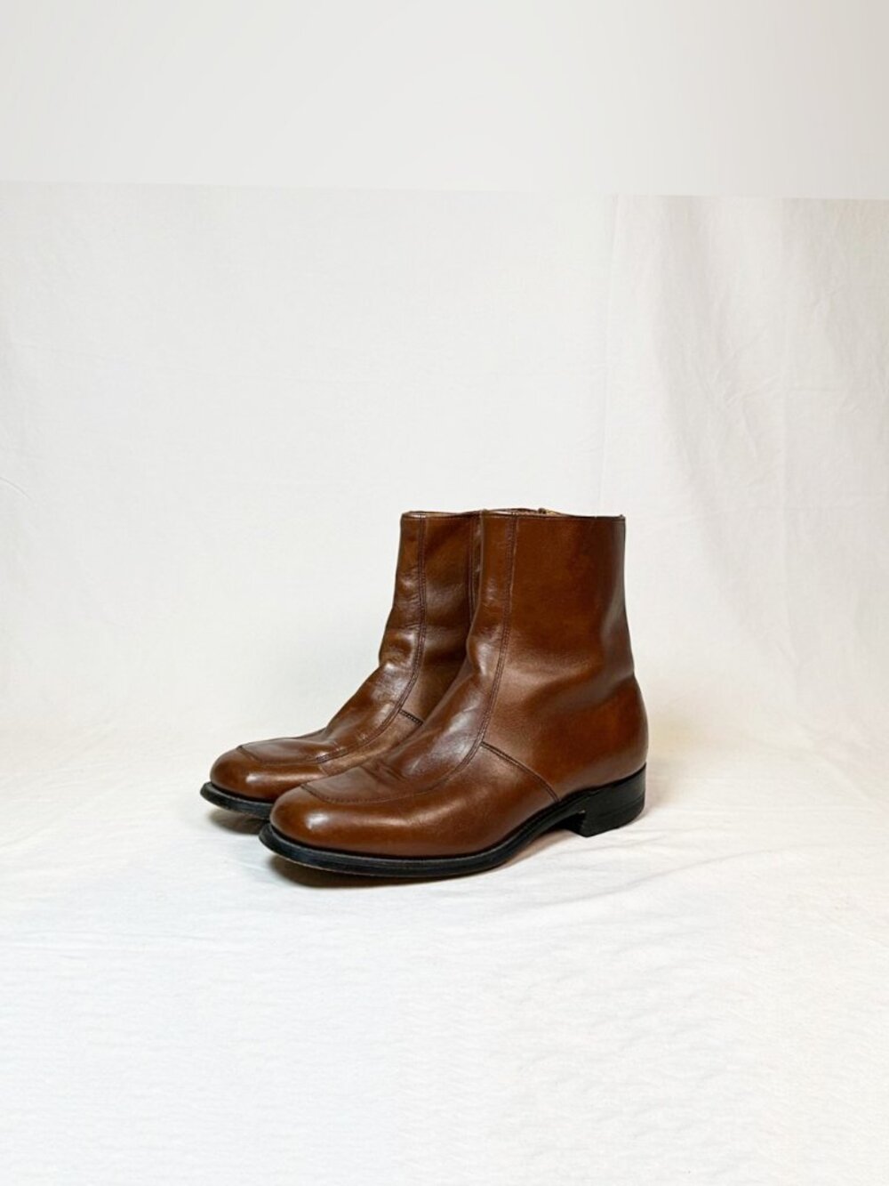 Vintage 70s O'Sullivan Mens Brown Leather Zip Ankle Disco Beatle Boots~6.5~USA